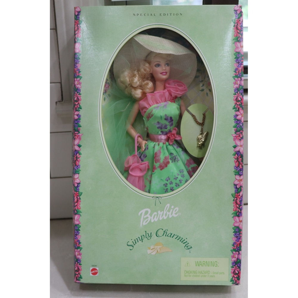 Mattel Simply Charming Barbie Special Edition 2001 Floral Gown Parasol 54241 NIB